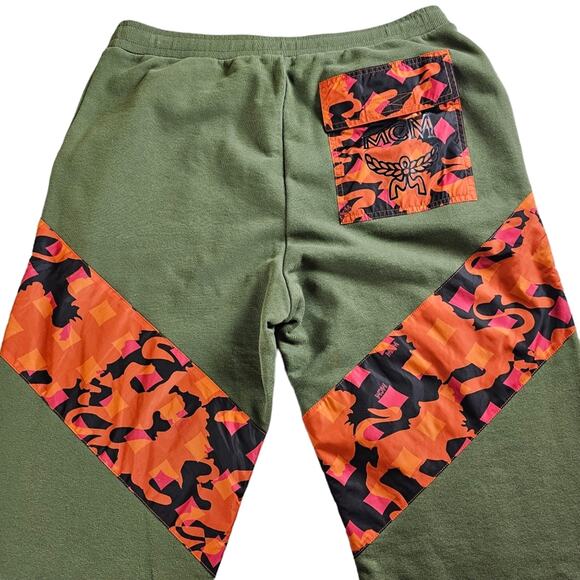 MCM Jogger Men's Size Medium Camo Sweatpants  Orange Green Made in Italy - Picture 7 of 16